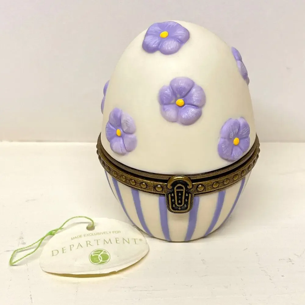 Department 56 Snowbunnies Sweet Violet Hinged Egg Box